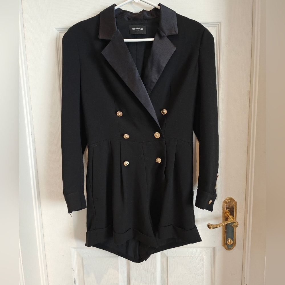 NWT THE KOOPLES Black Double Breasted Tuxedo Romper